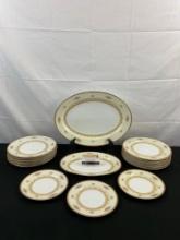 17 pcs Vintage F. B. & Co. Meito China Dinner Set in Nassau Pattern, Cream & White w/ Flowers. See