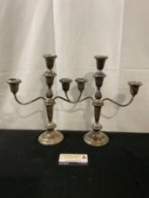 Pair of Empire Weighted Sterling Silver Candleholders, total weight is 1938.6 grams