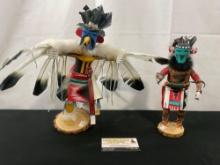 Pair of Native American handmade Kachina Dolls, Eagle Dancer by Spencer & Morning Dancer