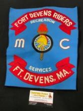 Fort Devens Riders Recreation Services Motorcycle Club Patch, Blue & Red