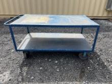 5 'x 34" Rolling Metal Table with 2 Decks and a Handle, Located at: 6 Hwy 2