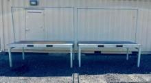 (2) 8' x 4' Heavy Duty Shop Tables with Light Stands and ForkLift Pockets,