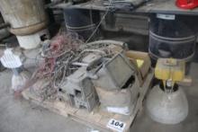 Pallet w/(7) Small hp, 3ph Mtr, Freq. Drives, (2) High Bay Lights & Related
