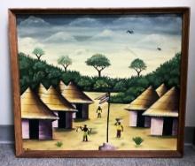 Haitian Oil On Canvas - Landscape/Genre, Signature Lower Left Obscured By F