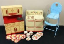3 Vintage 1950s-60s Metal Litho Children's Items