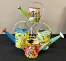 4 Vintage Children's Watering Cans - Ohio Art Etc.