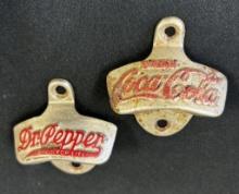 Vintage Coca-Cola & Dr. Pepper Wall Mount Bottle Openers