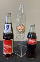 3 Vintage Coca-Cola Bottles - Includes 1985 Kansas City Royals World Champi