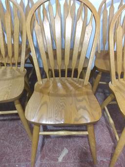 Collection 6 Oak Arrowback Dining Chairs