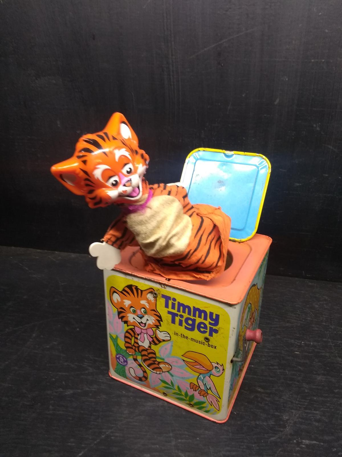 Vintage Tin Lithograph Timmy Tiger "Jack in the Box"