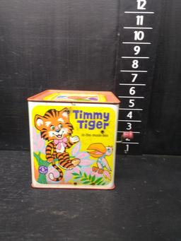 Vintage Tin Lithograph Timmy Tiger "Jack in the Box"