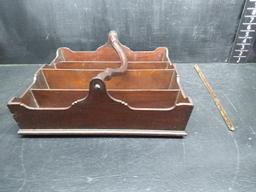 Antique Wooden Silverware Tray
