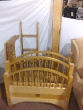Contemporary Maple Bunk Beds w/ Rails & Ladder w/ Shell Carved Knees