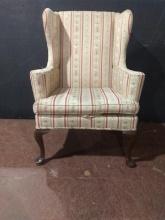 Upholstered Wingback Chair w/ Queen Anne Legs