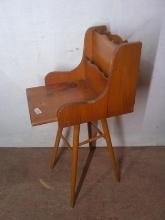 Custom Made Wooden Writing Desk and Letter Holder on Swivel Stool