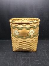 Split Oak and Hand painted Basket with Metal Handle