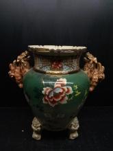 Antique 19th Century Satsuma Urn with Double Lion Handles