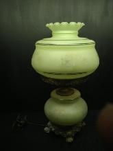 Antique Green Satin Gone With The Wind Lamp