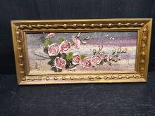 Artwork -Framed High Relief Acrylic on Canvas Pink Roses by Olga Farneth