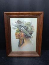 Artwork -Framed Print-Native American Chief and Bride
