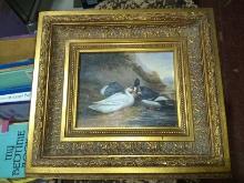 Artwork -Contemporary Acrylic on Board High Relief Frame-Ducks at the Pond