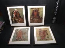 Artwork -(4) Framed and Matted Prints-Native American Chiefs  (x4)