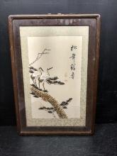 Artwork -Framed Japanese Shell Art -2 Cranes