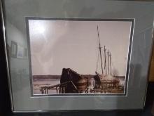Artwork -Framed and Double Matted Photograph-Vintage Sailing Ships