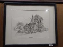 Artwork -Framed and Matted Ink-Faith Chapel signed George Williams 8/100