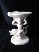 Vintage Ceramic Cherub on Dolphin Soap Stand