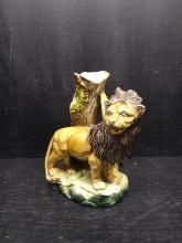 Vintage Ceramic Lion Double Bud Vase