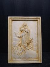 Artwork-Carved Soap Stone Wall Plaque-Immaculata