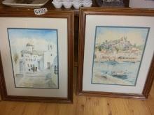 Paris Framed and Matted Watercolors-Middle Eastern Scenes signed by Artist
