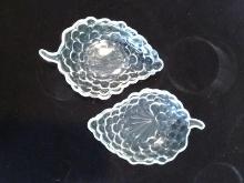 Pair of Crystal Bubble LEaf Dishes