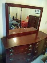 Antique Mahogany Double Dresser w/ Mirror