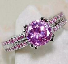 2 CT PINK SAPPHIRE STERLING SILVER RING