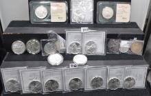21 MIXED DATES AMERICAN SILVER EAGLES