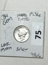 1936 P Silver Mercury Dime 