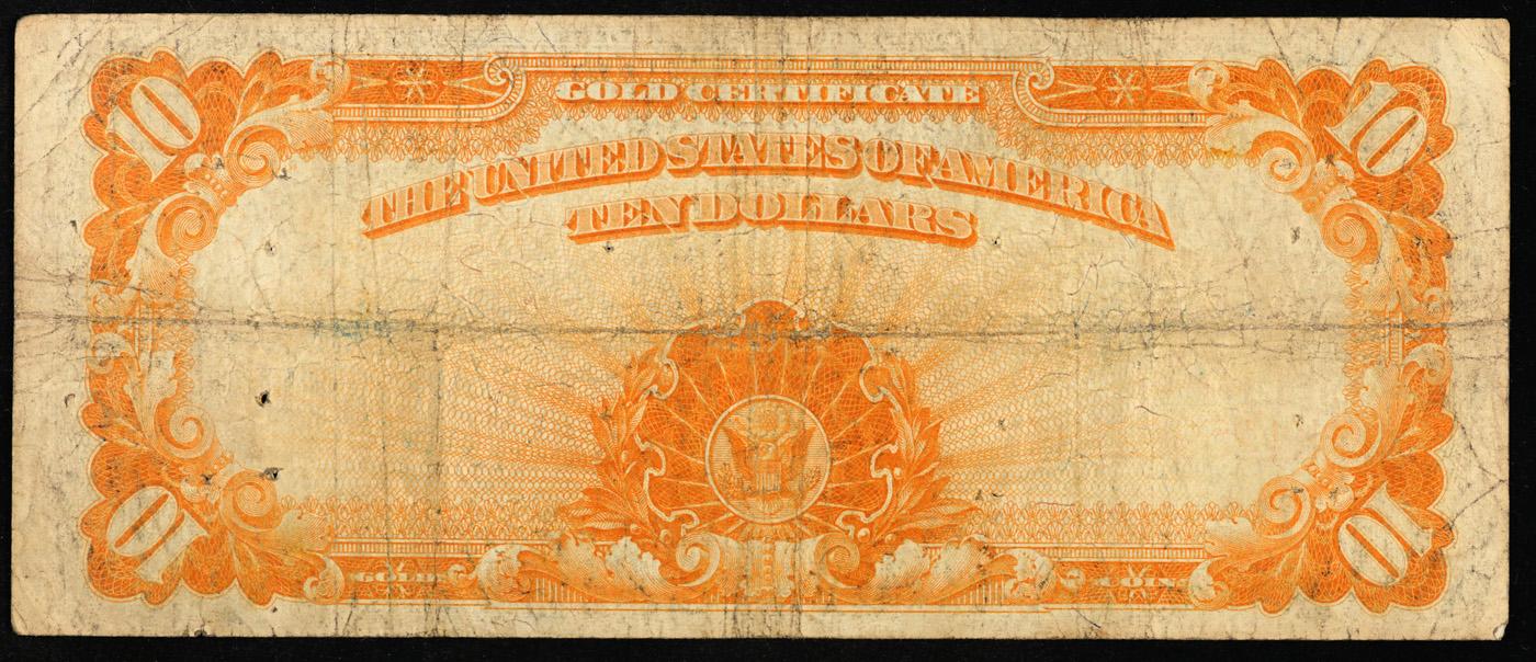 ***Auction Highlight*** 1922 $10 Large Size Gold Certificate Grades vf+ Signatures Speelman/White (f