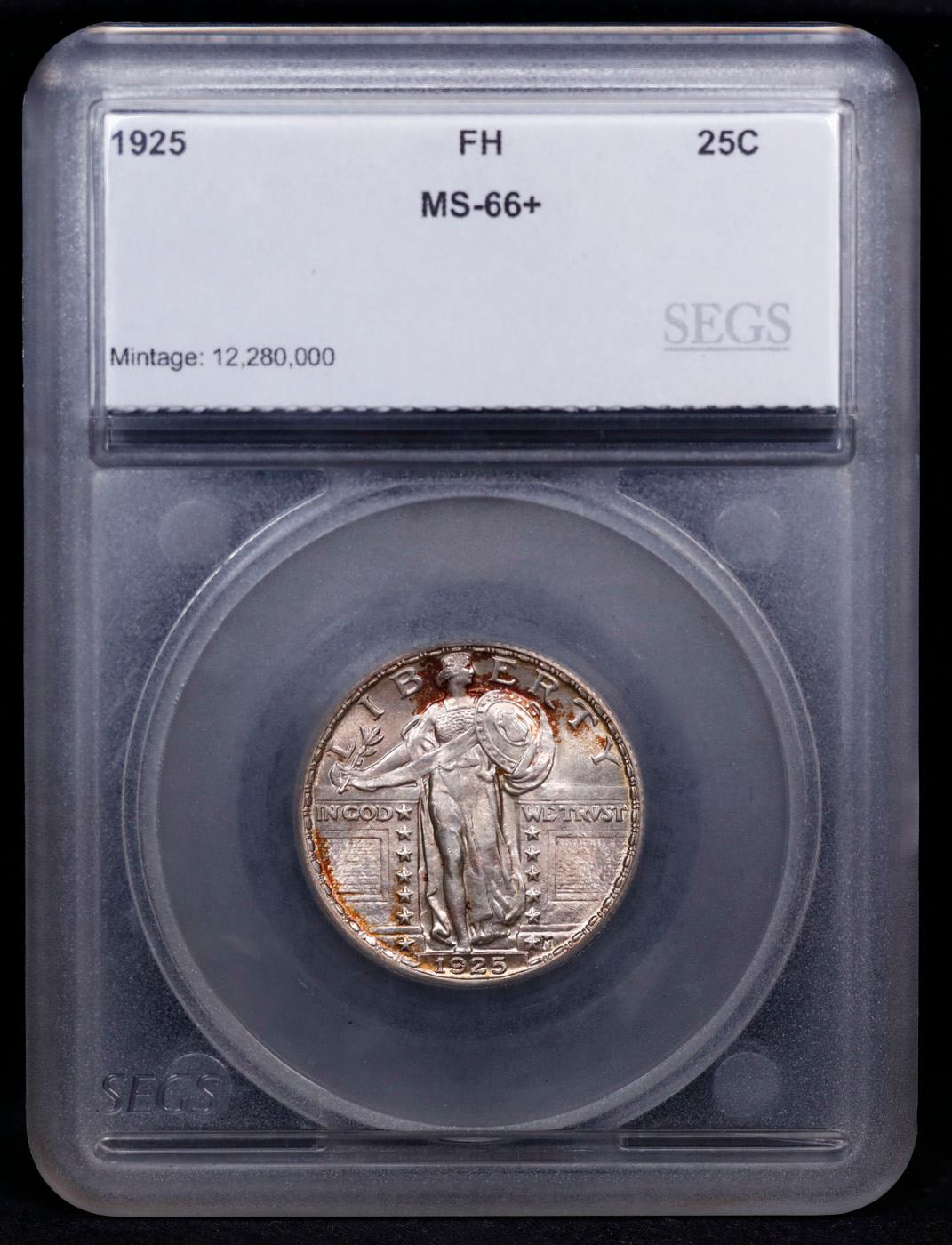 ***Auction Highlight*** 1925-p Standing Liberty Quarter Near Top Pop! 25c Graded ms66+ FH By SEGS (f