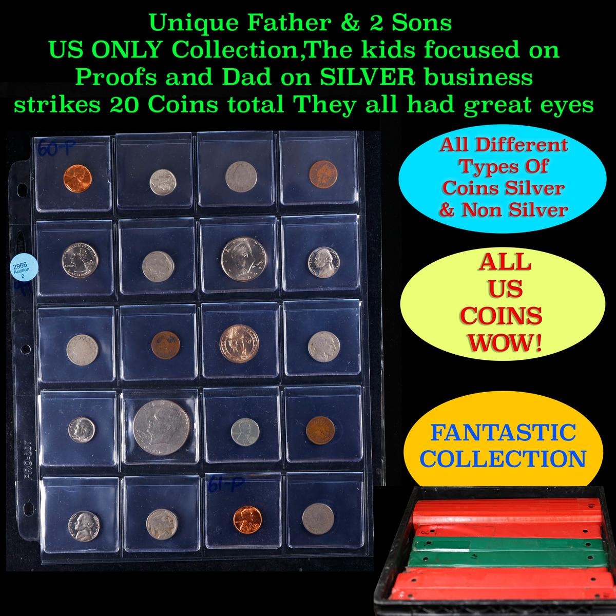 Unique Father & 2 Sons US ONLY Collection,The kids focused on Proofs and Dad on SILVER business stri