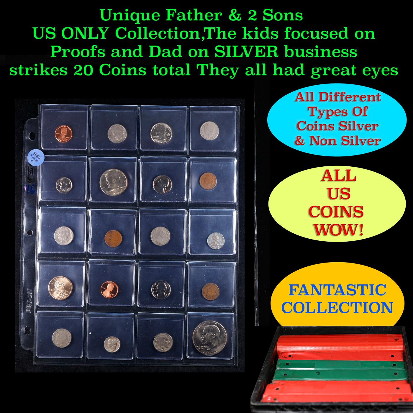 Unique Father & 2 Sons US ONLY Collection,The kids focused on Proofs and Dad on SILVER business stri