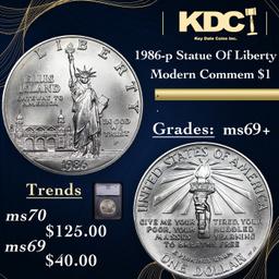 1986-p Statue Of Liberty Modern Commem Dollar 1 Graded ms69+ By SEGS