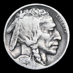 1919-d Buffalo Nickel 5c Grades vg+