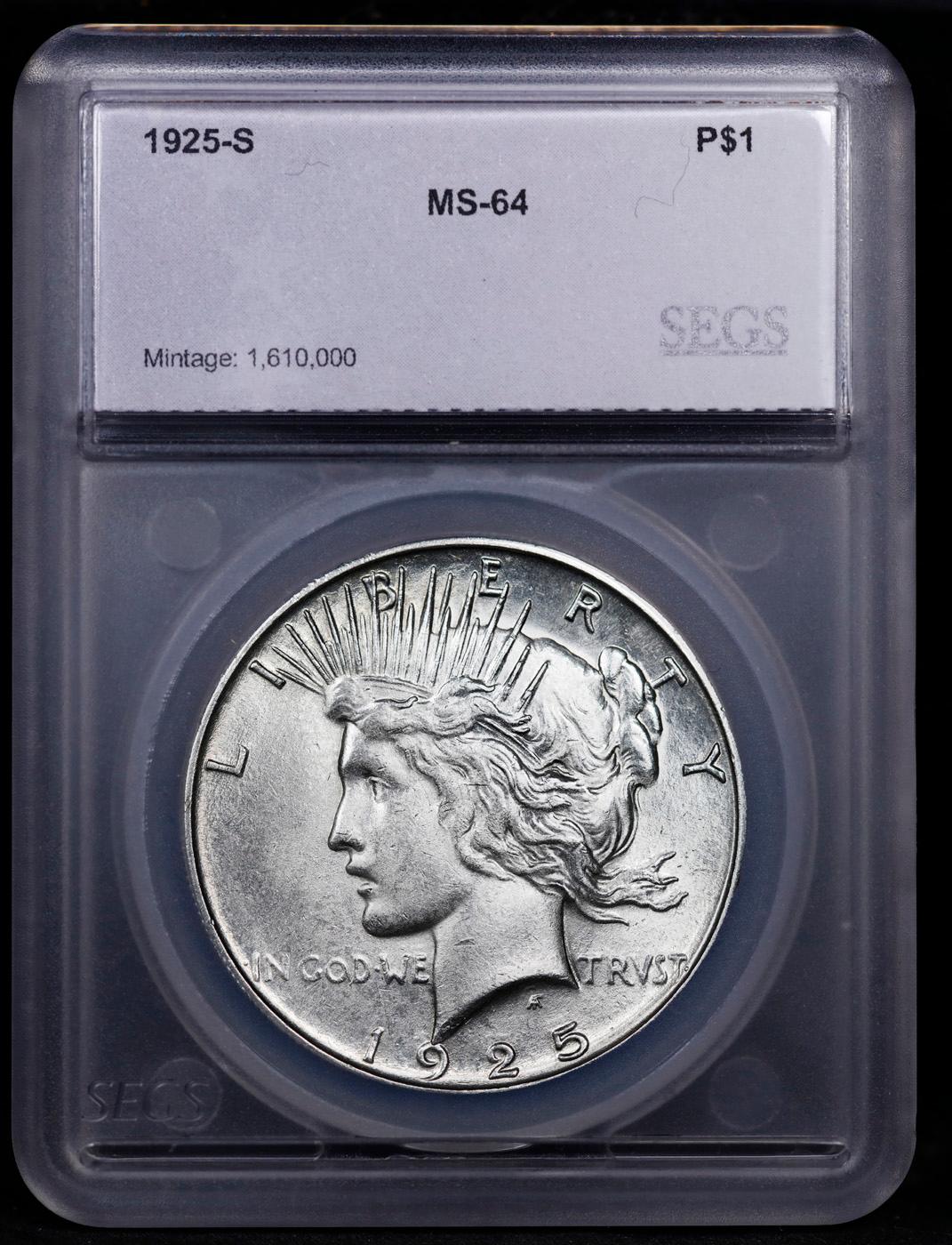 ***Auction Highlight*** 1925-s Peace Dollar $1 Graded ms64 BY SEGS (fc)