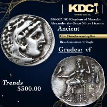 336-323 BC Kingdom of Macedon Alexander the Great Silver Drachm Ancient Grades vf