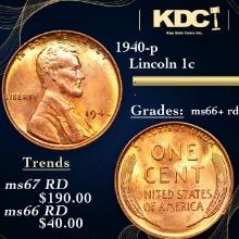 1940-p Lincoln Cent 1c Grades GEM++ RD