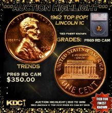Proof 1962 Lincoln Cent TOP POP! 1c Graded pr69 rd cam By SEGS