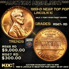 ***Auction Highlight*** 1959-d Lincoln Cent Near Top Pop! 1c Graded GEM++ RD BY USCG (fc)