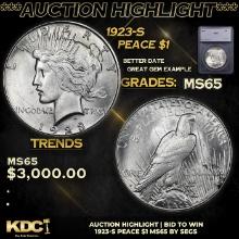 ***Auction Highlight*** 1923-s Peace Dollar 1 Graded ms65 By SEGS (fc)